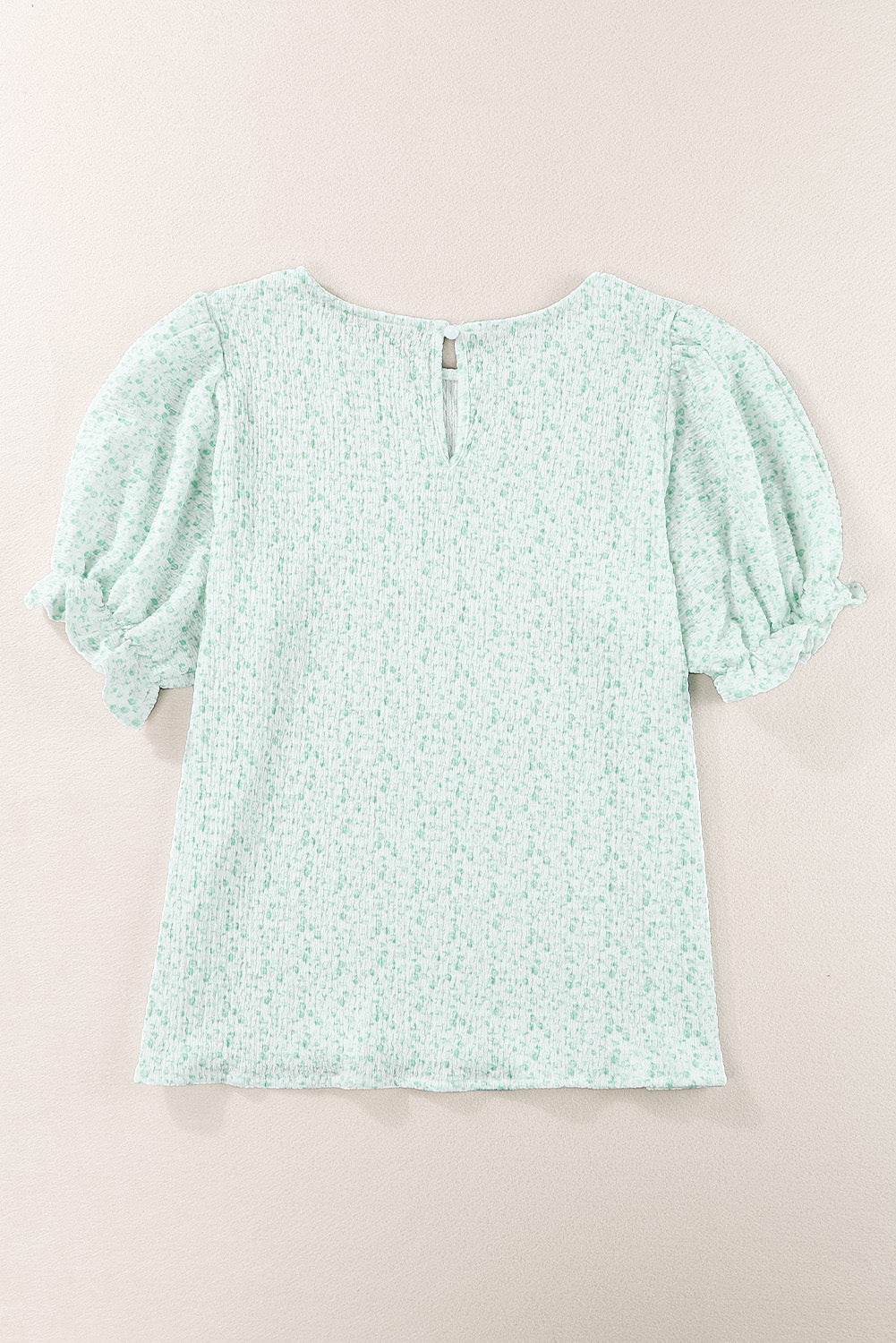 Sky Blue Floral Smocked Puff Sleeve Blouse