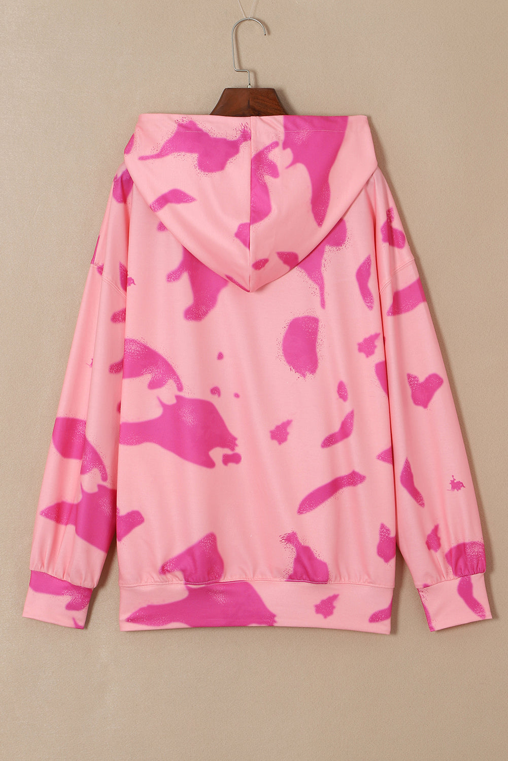 Amicg Blossom Tie Dye Kangaroo Pocket Drawstring Hoodie