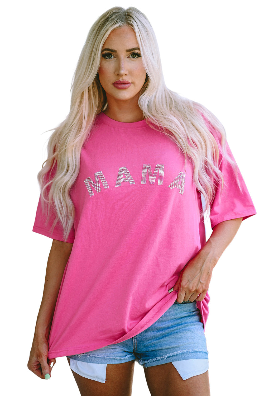 Rose Rhinestone MAMA Graphic T Shirt