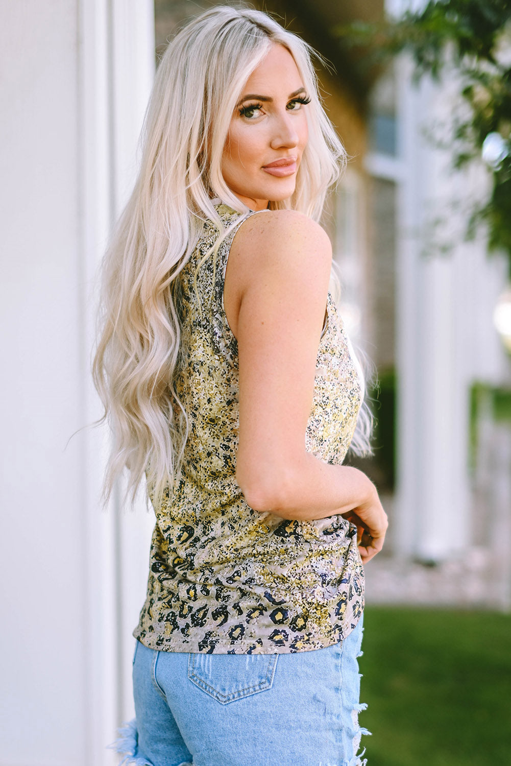 Leopard Print Blank Graphic Tank Top