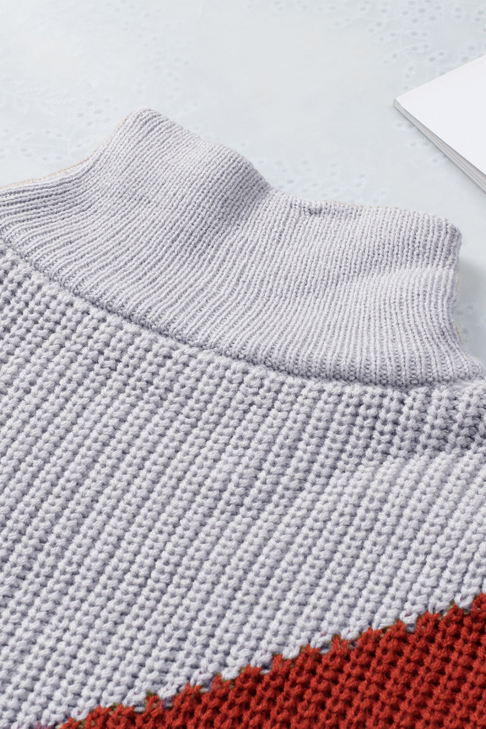 Black Color Block Drop Shoulder Turtleneck Sweater