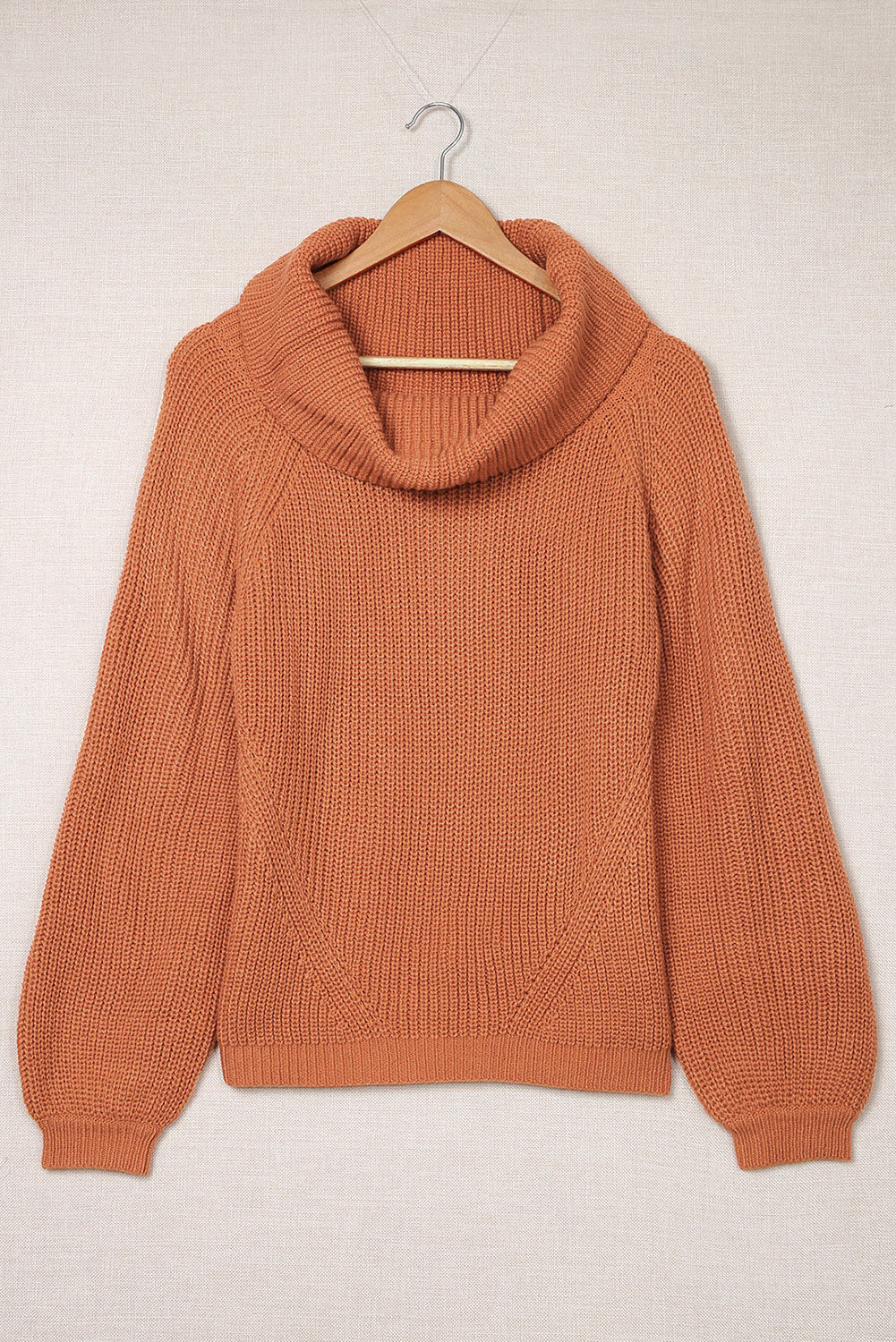 Brown Ribbed Knit Off Shoulder Sweater