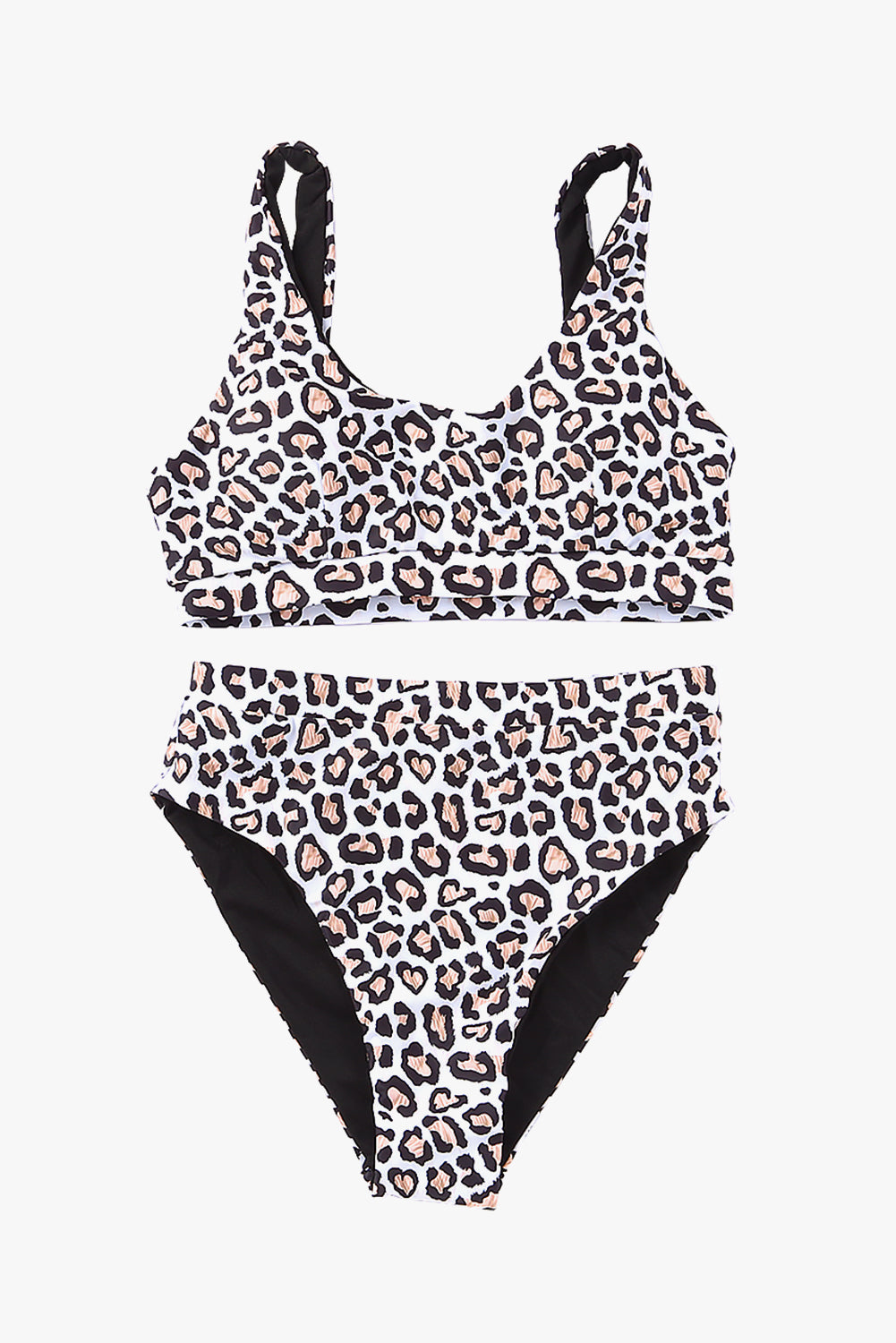 Leopard Print U-neck High Waist Bikini Swimwear