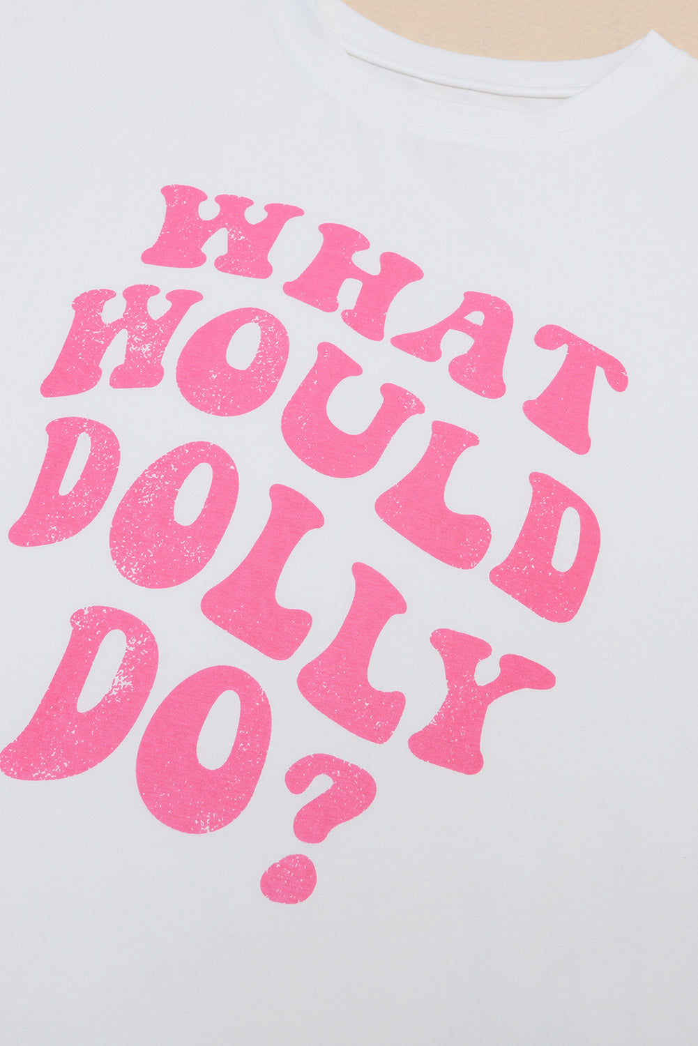 Beige WHAT WOULD DOLLY DO Printed Boyfriend T Shirt