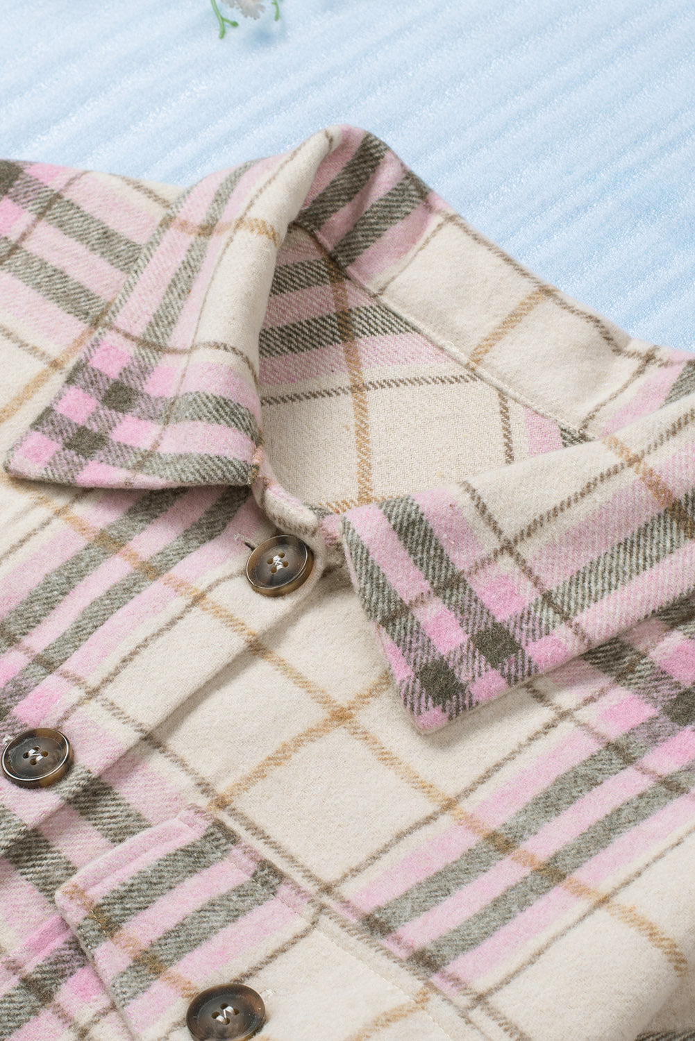 Pocketed Button-up Long Sleeve Plaid Jacket