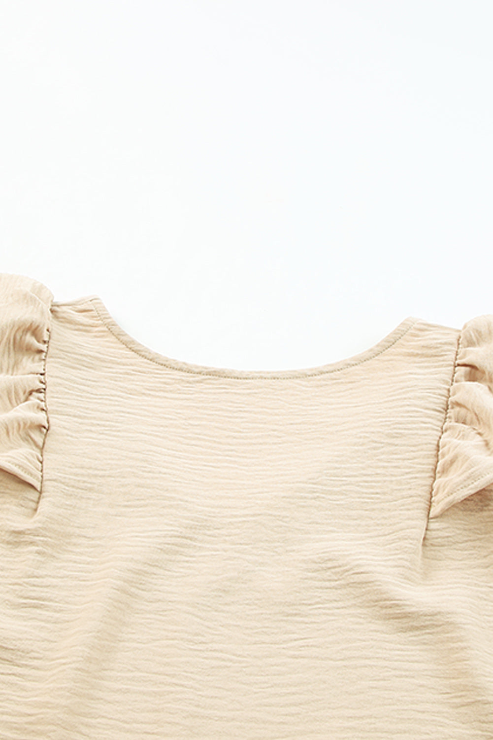 Khaki Ruffle Tiered Sleeve V Neck Tank Top