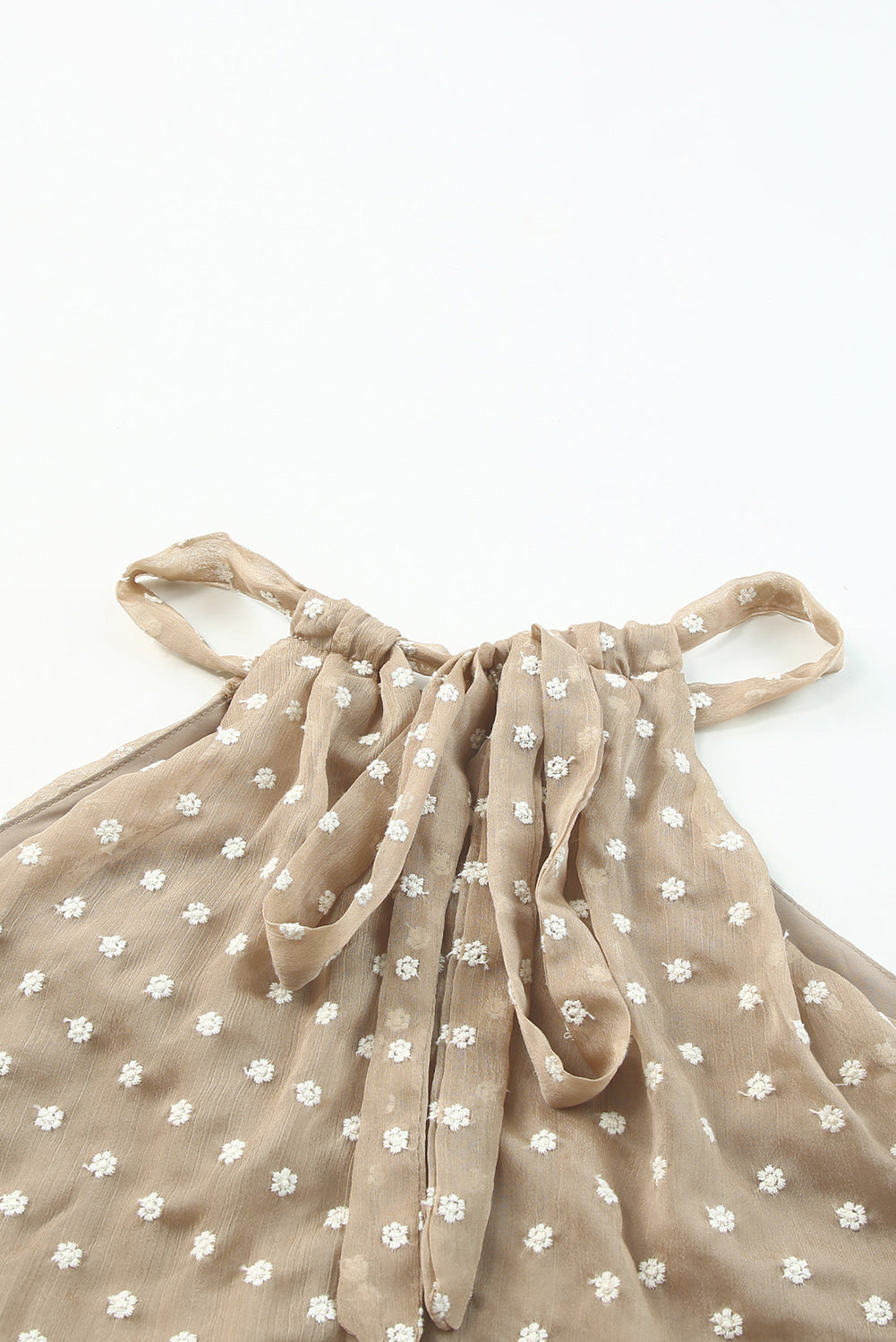 Khaki Daisy Pattern Flowy Tank Top with Tie Back