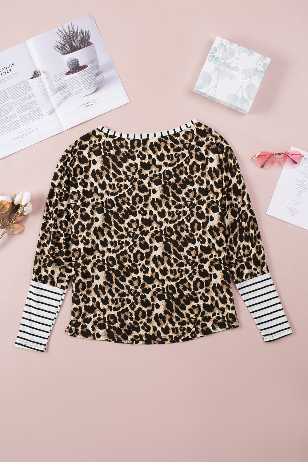 Leopard Striped Patchwork Long Sleeve Top