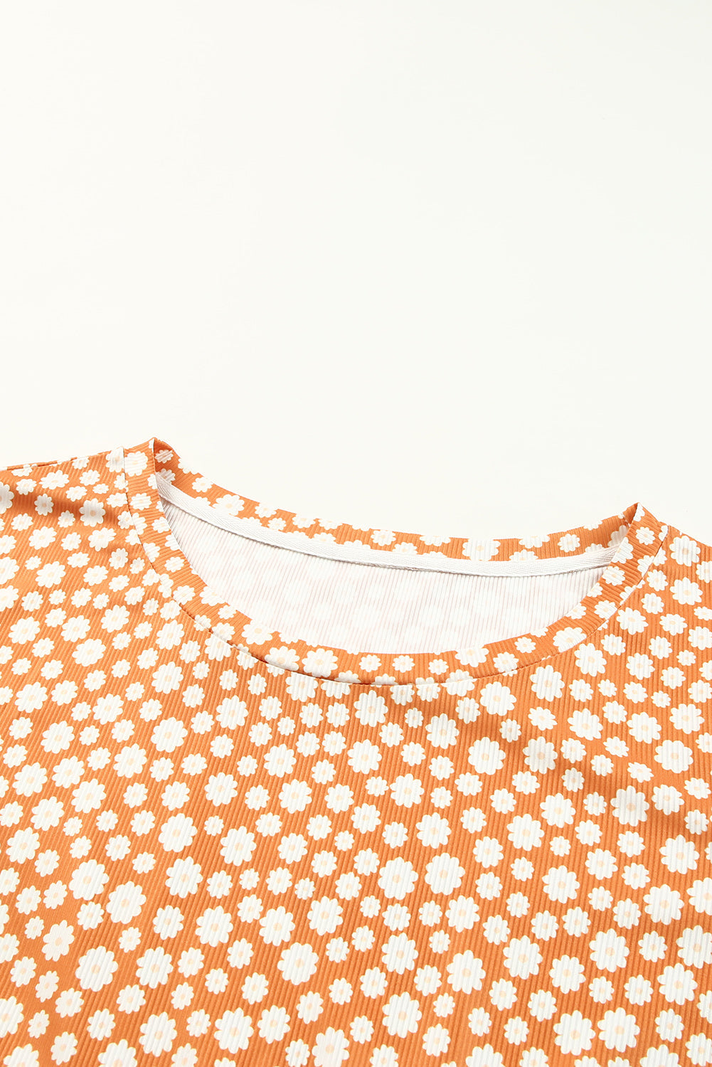 Orange Plus Size Colorblock Blooming Daisy Long Sleeve Flowy Top