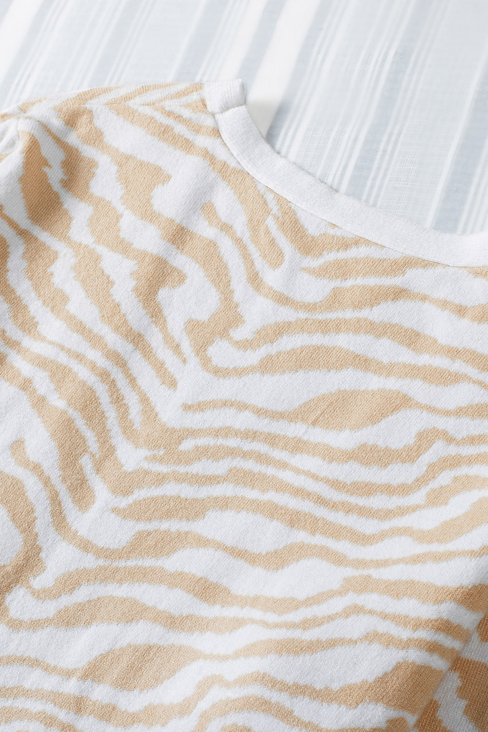 Apricot Zebra Print Open Front Long Cardigan