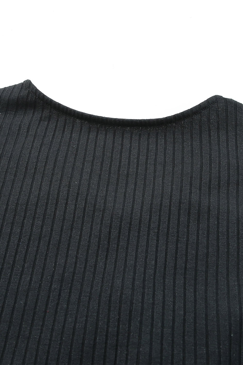 Black Plus Size Ribbed Knit Puff Sleeve Bodysuit