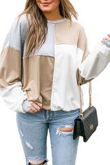 White Drop Shoulder Color Block Patchwork Oversized Top