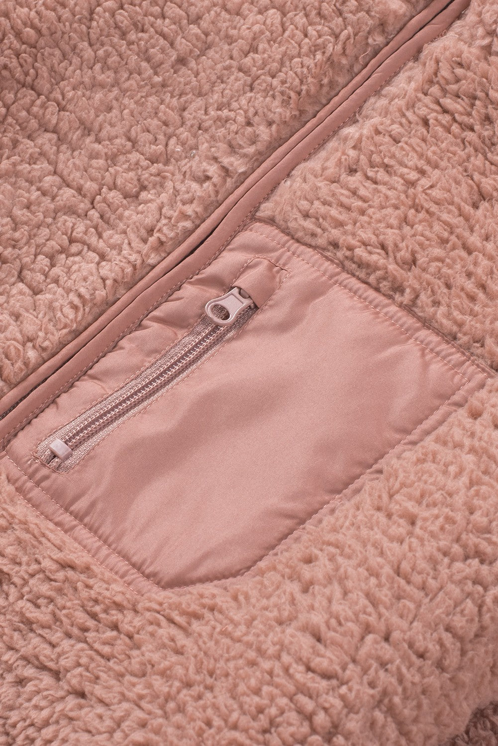 Pink Sherpa Zip Hooded Teddy Jacket