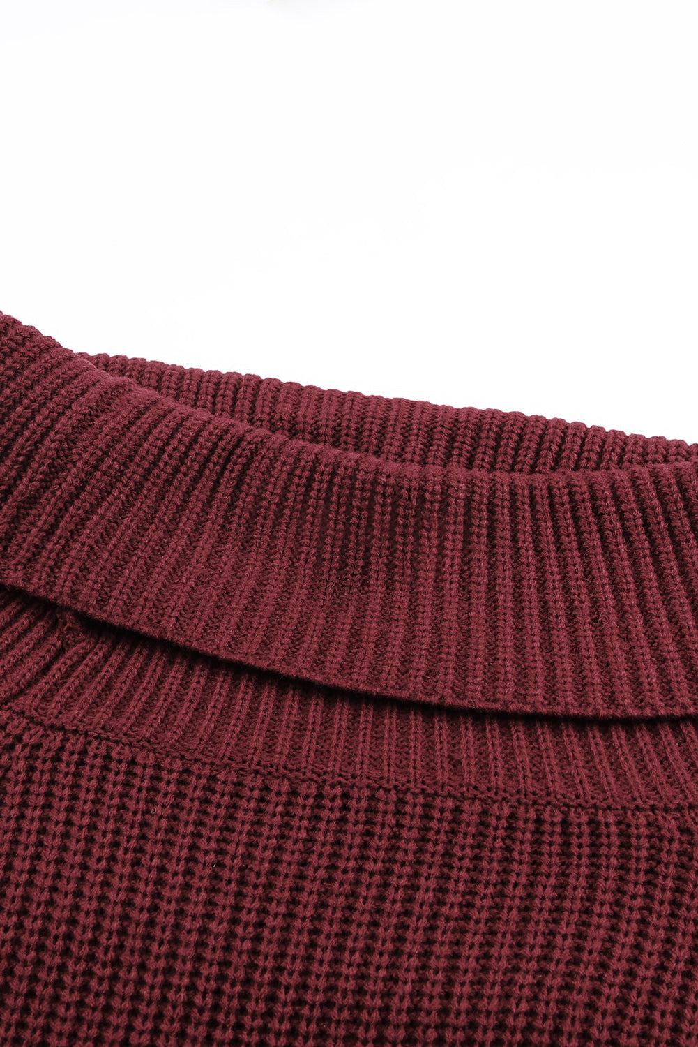 Brown Ribbed Knit Off Shoulder Sweater