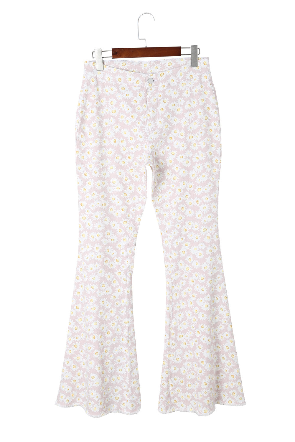 Pink Daisy Bell Bottom Flare Pants