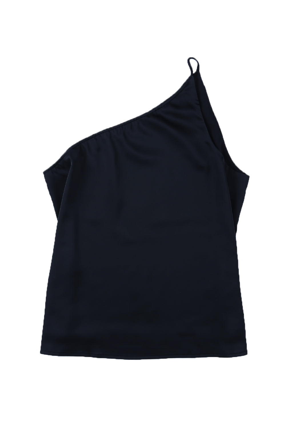 Black Satin One Shoulder Loose Tank Top