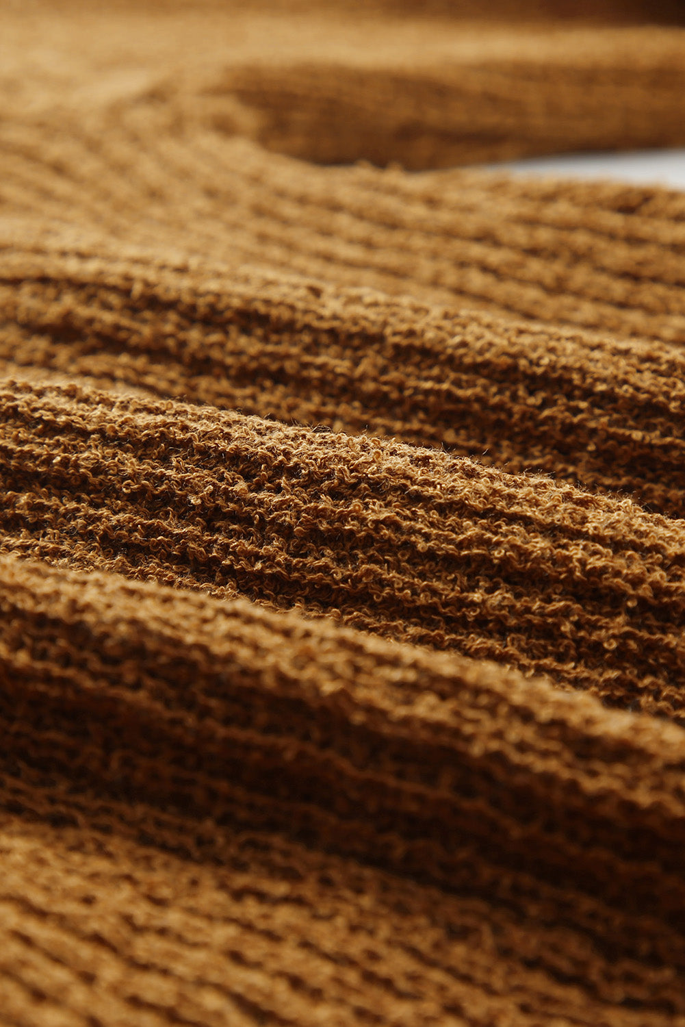 Khaki High Neck Hollow-out Crossed Wrap Knit Sweater