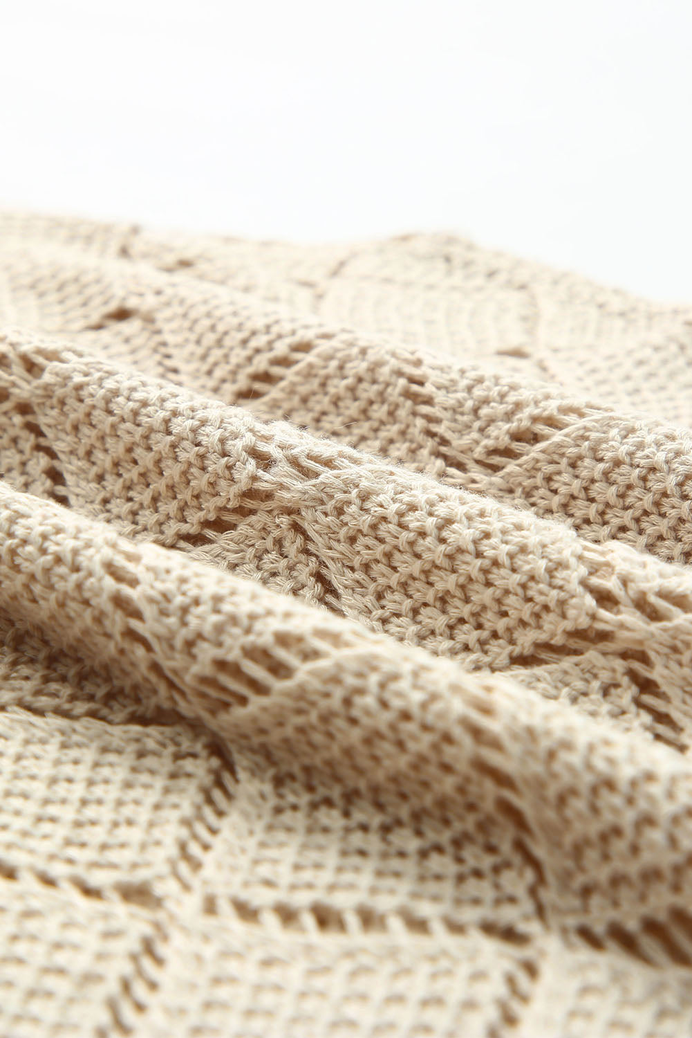 Khaki Rhombus Hollow-out Knitted Tank Top