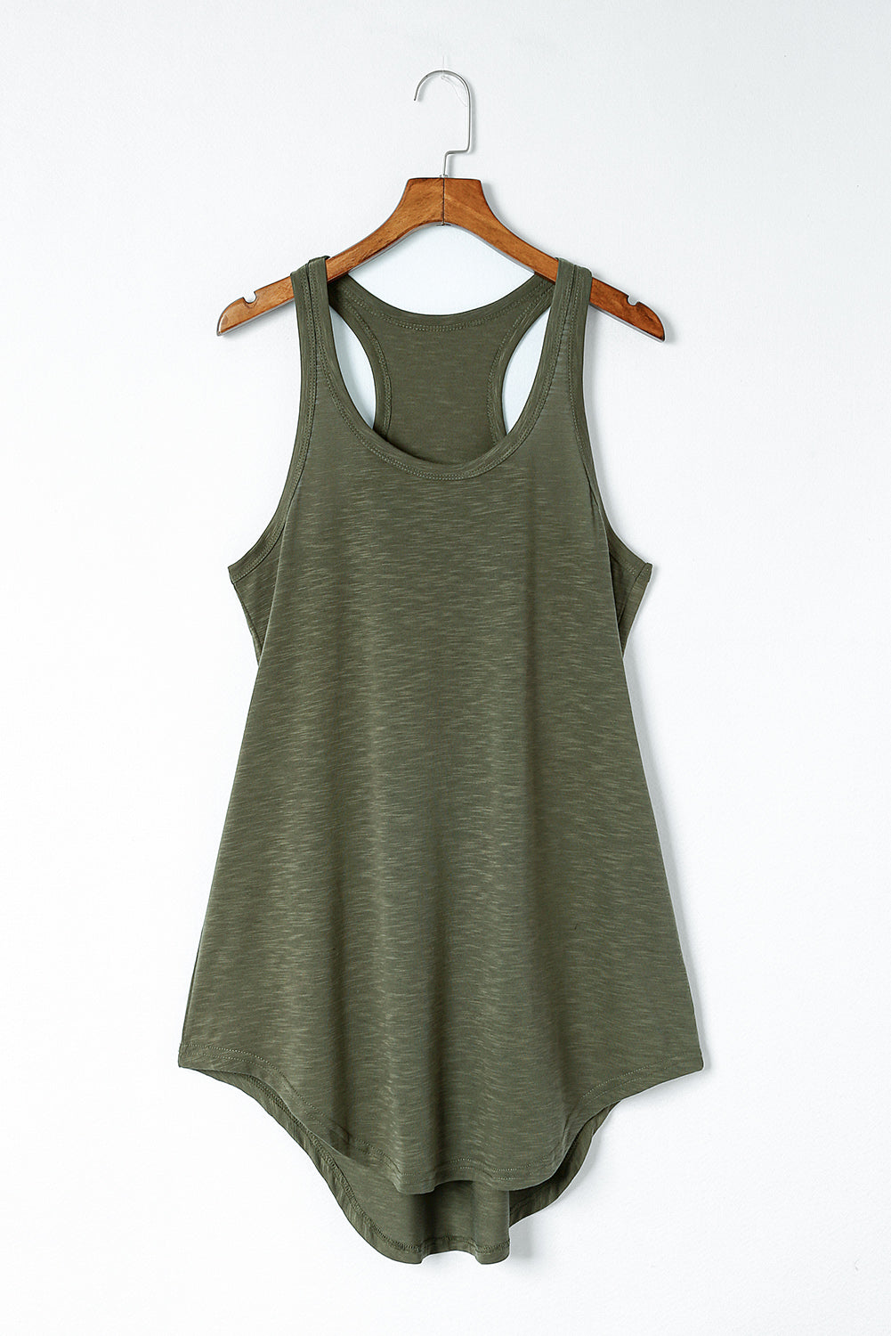 Green U Neck Racer Back Soft Tank Dress