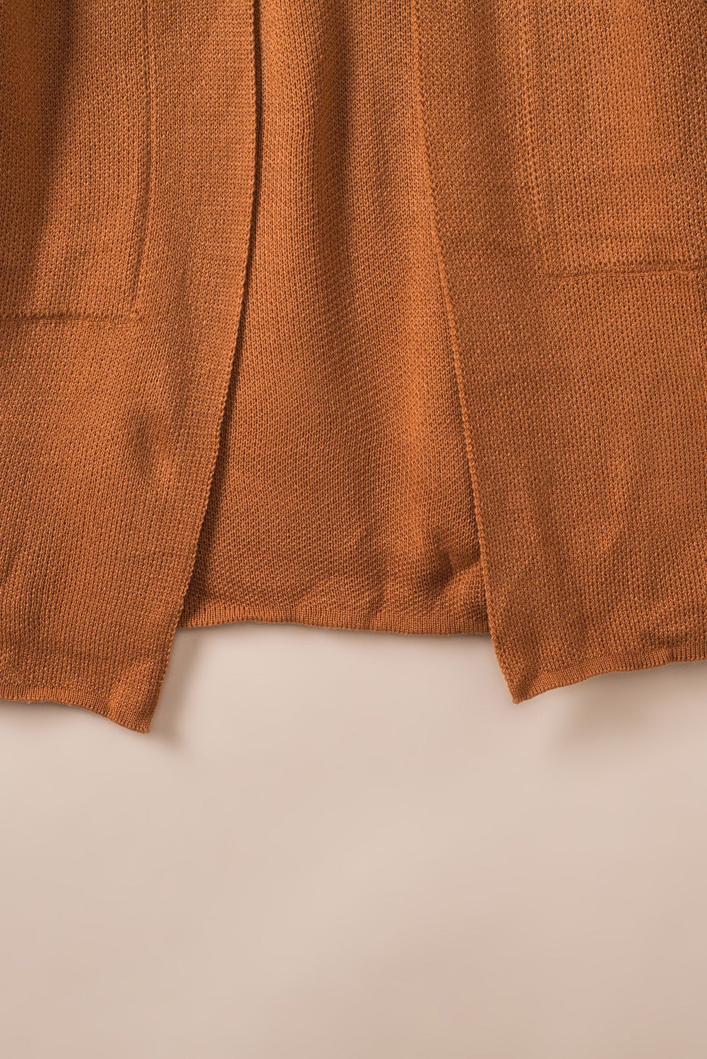 Brown Solid Open Front Drop Sleeves Long Cardigan