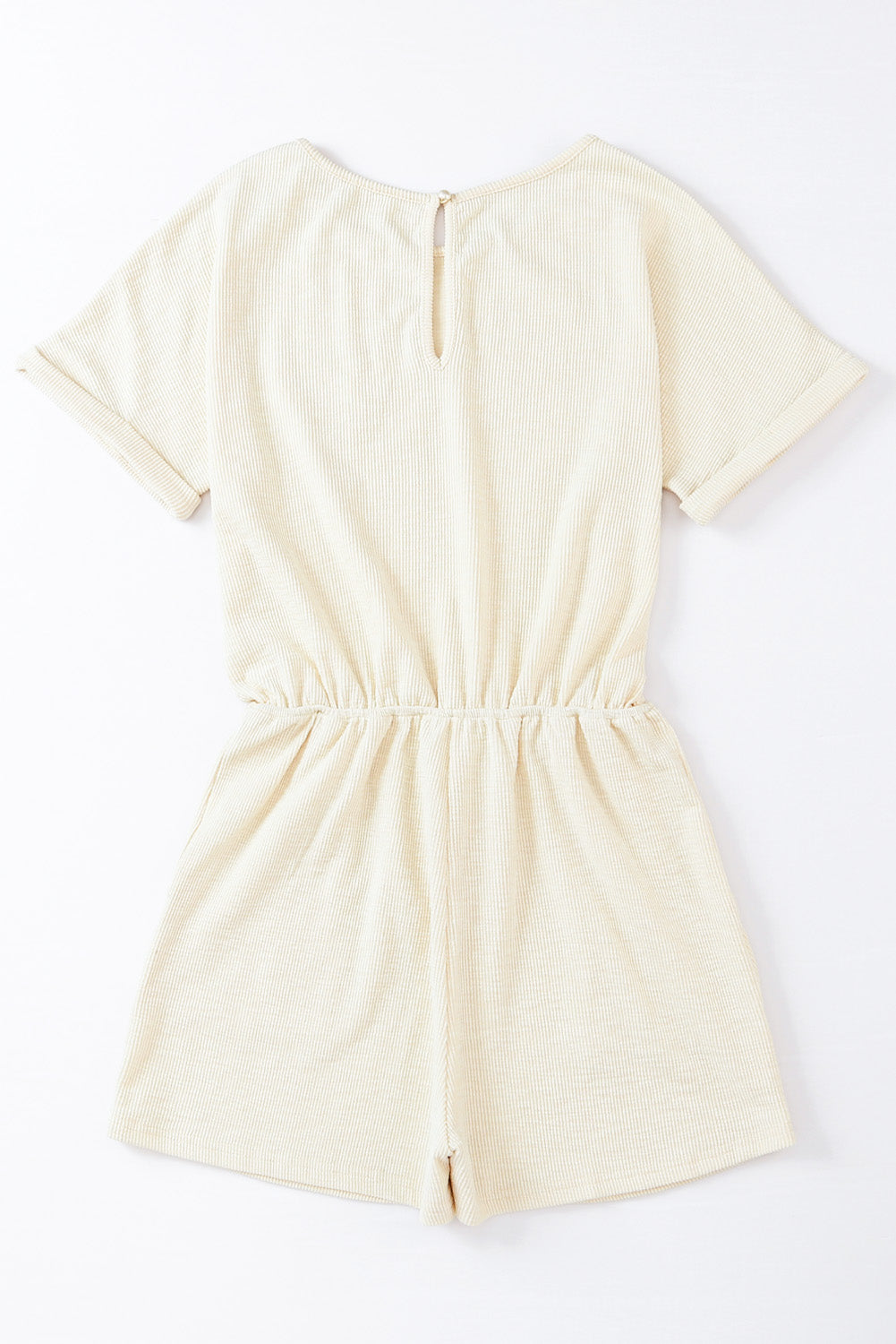 Gray Ribbed Elastic Waist Romper