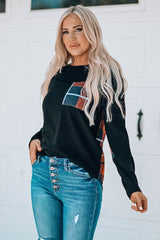 Plaid Patchwork Pocket Long Sleeve Top