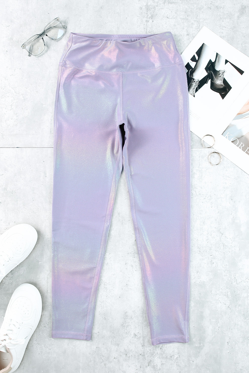 Purple Sheen High Waist Leggings