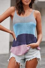 Blue Knitted Cami Tank Top