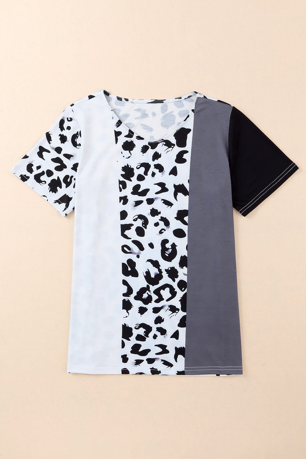 Leopard Color Block Short Sleeve Top