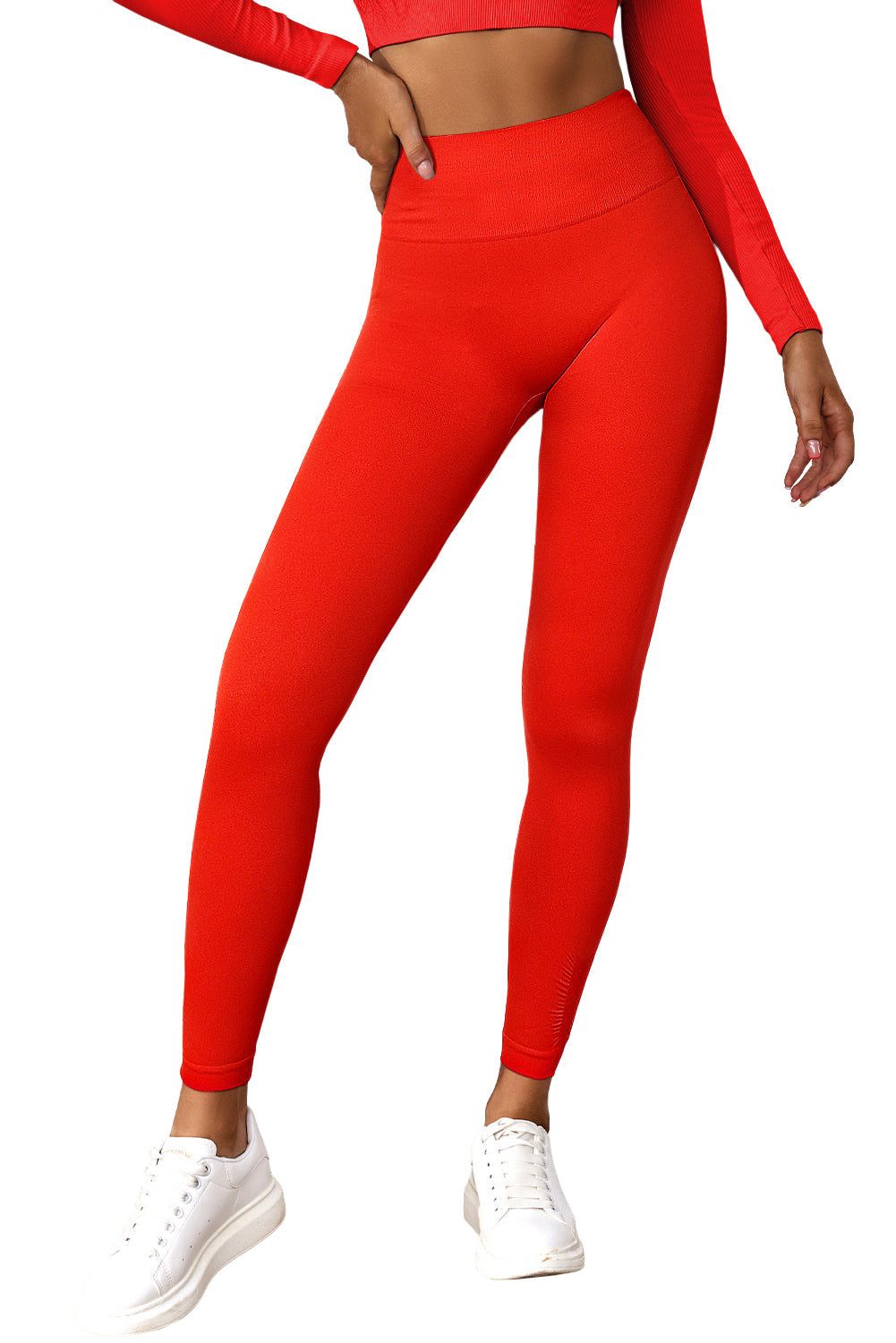 Red Scrunched Butt Lift High Waist Sports Leggings