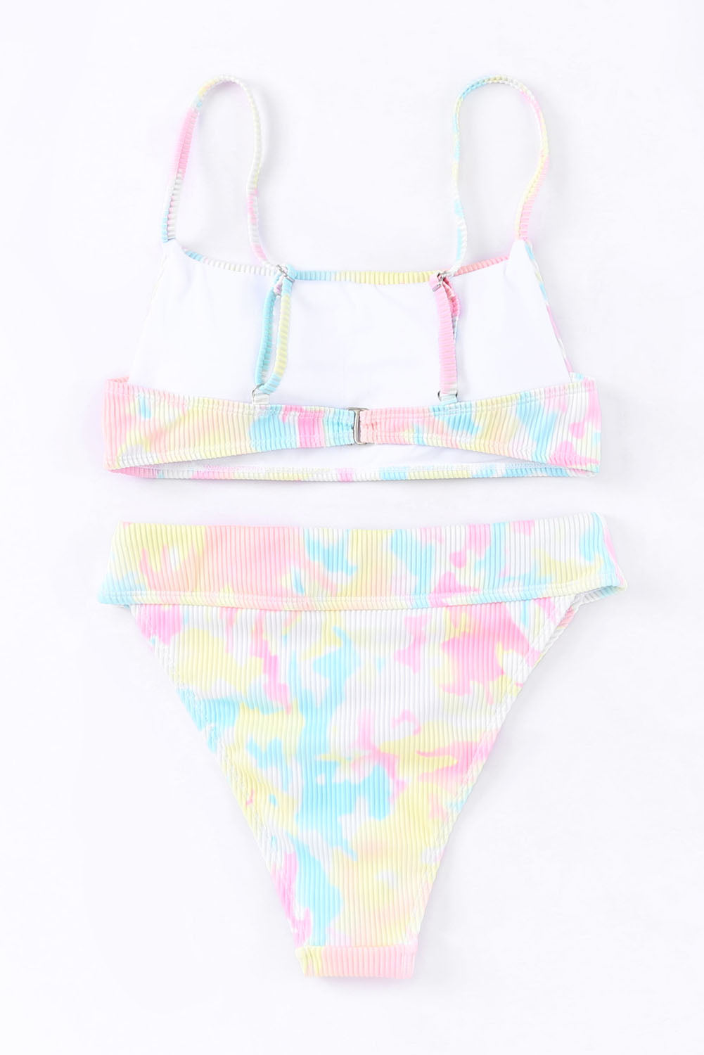 Multicolor Tie Dye Ribbed 2pcs Bikini Swimsuit