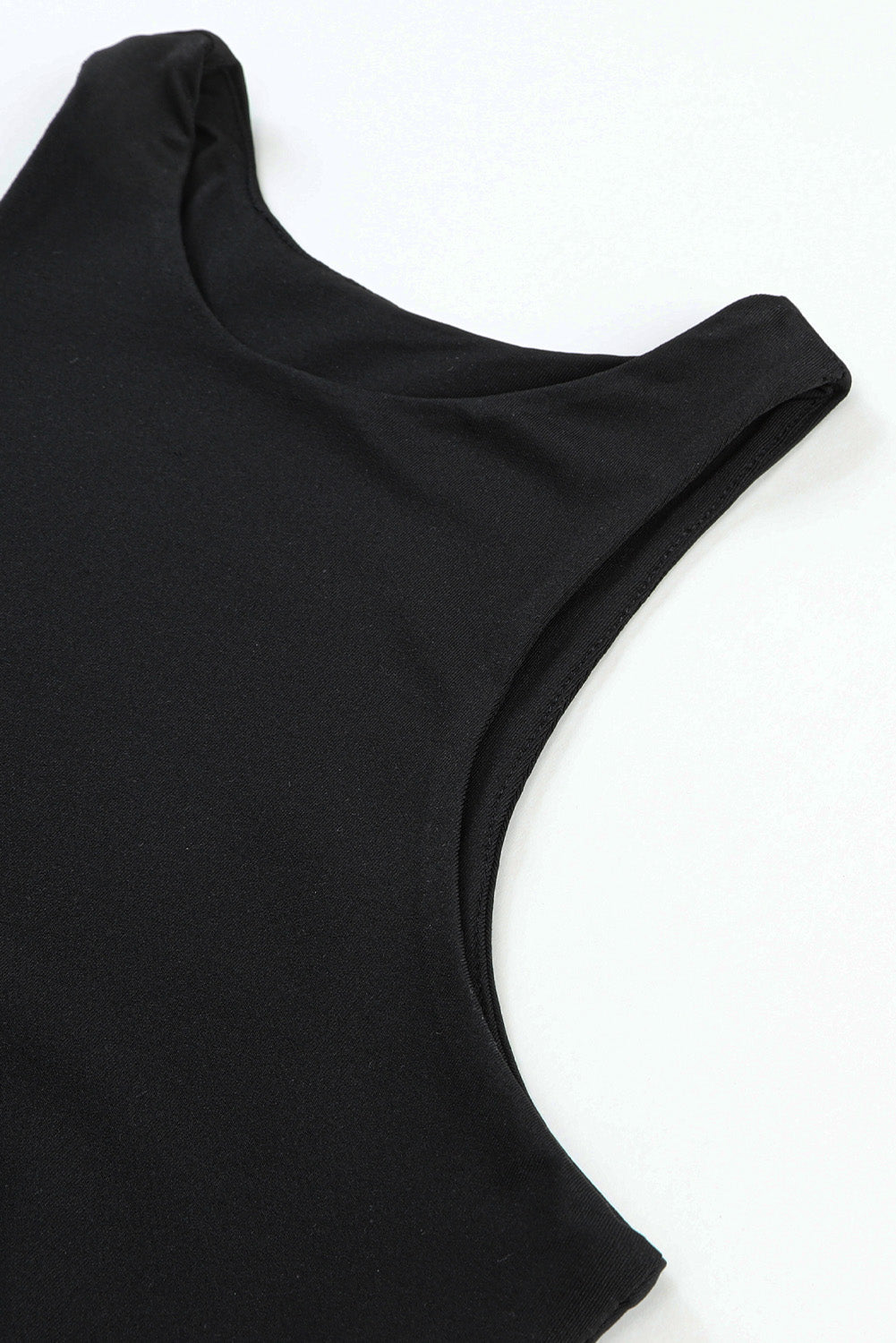 Black Crew Neck Cropped Tank Top