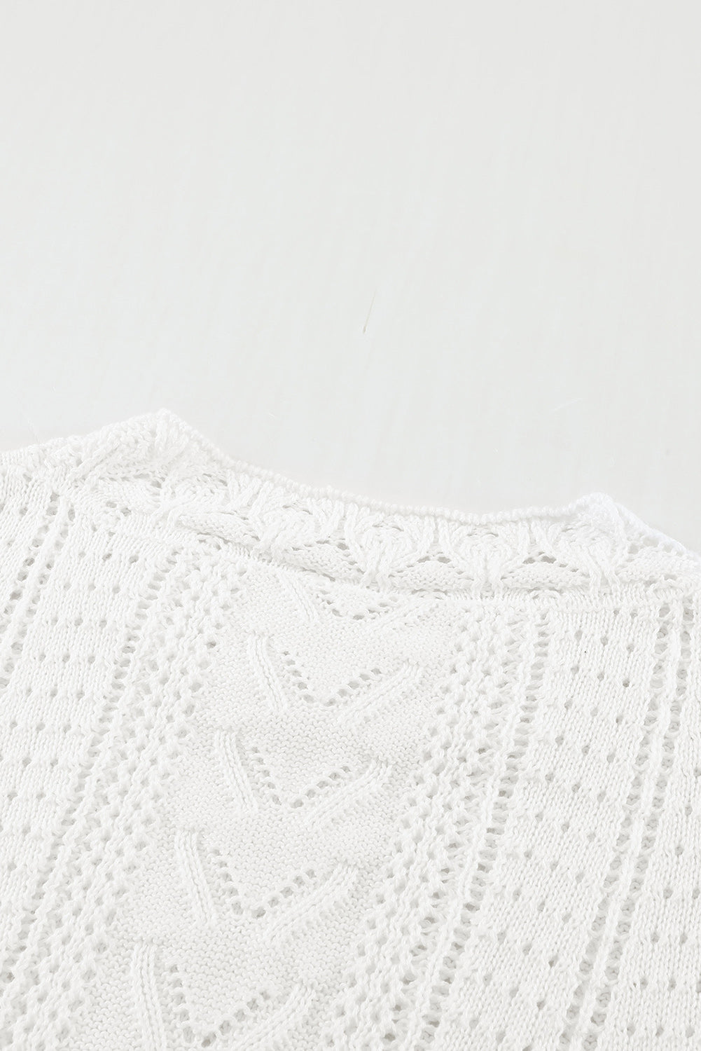Blue Crochet Lace Pointelle Knit Sweater