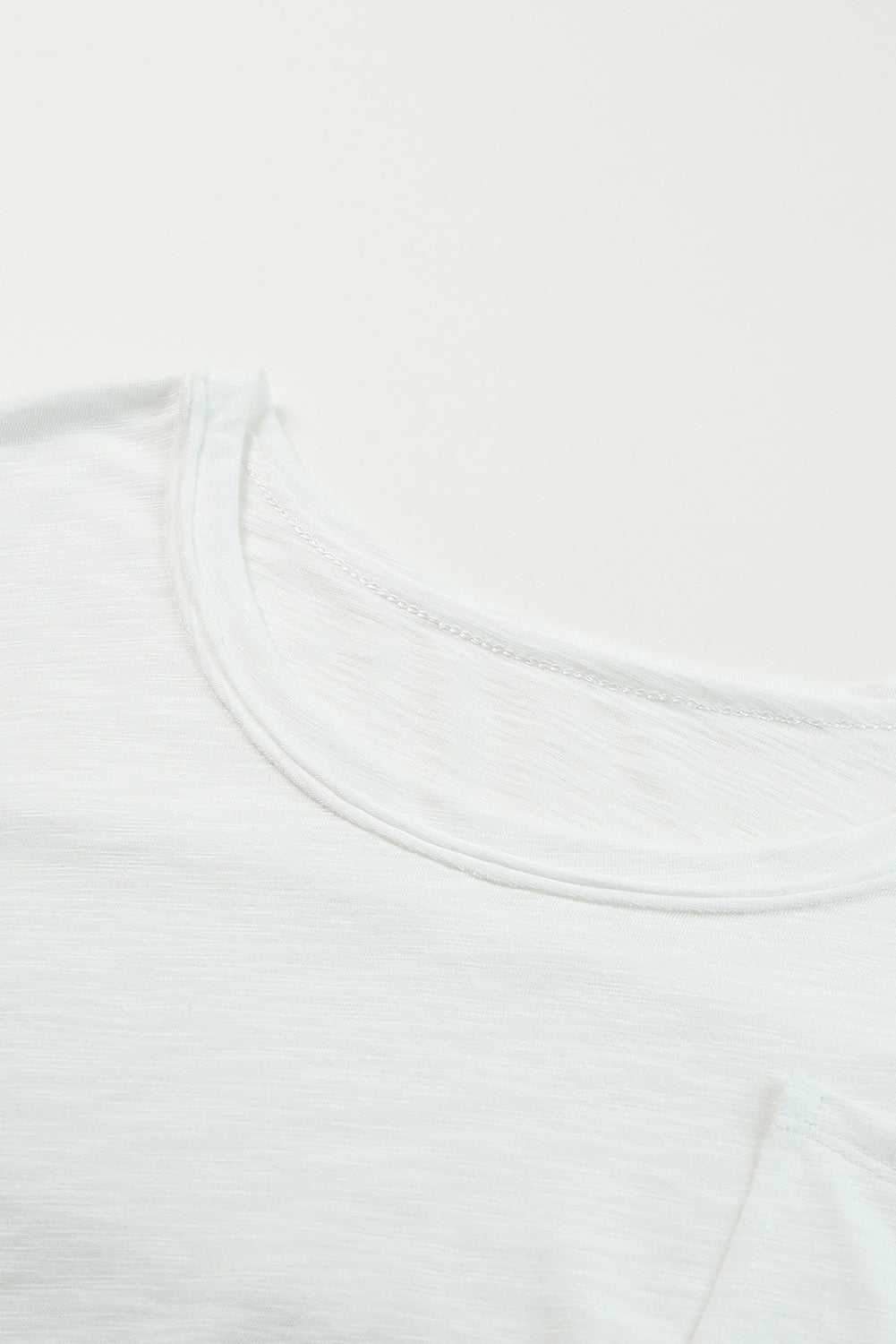 White Plain Basic Long Sleeve Tee with Pocket