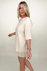 Ribbed Relaxed Fit Two Piece Bike Short Set