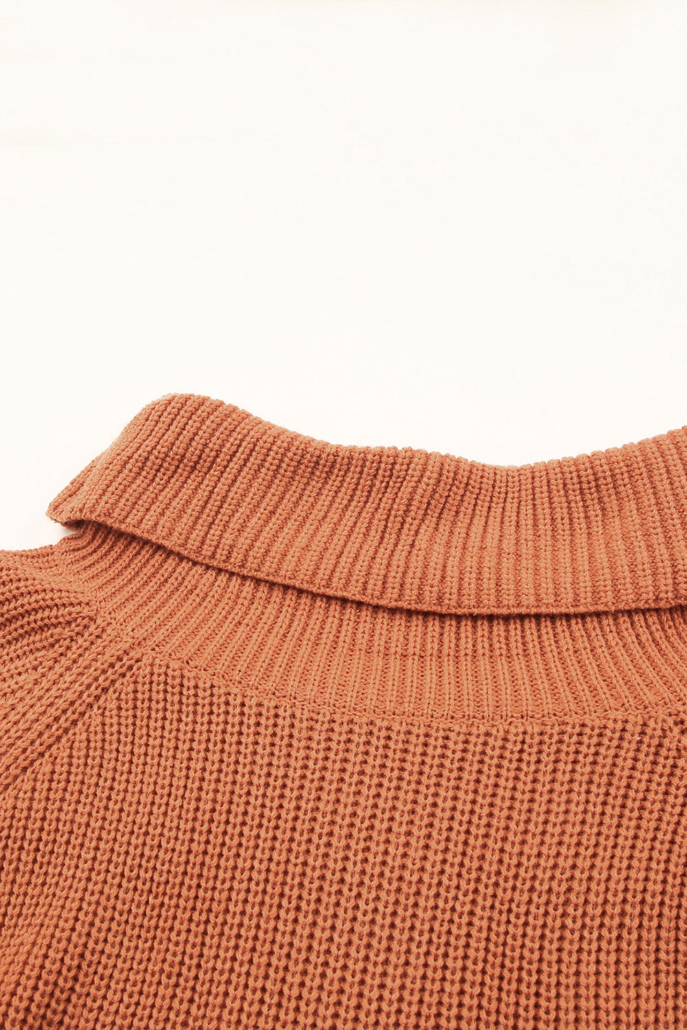 Brown Ribbed Knit Off Shoulder Sweater