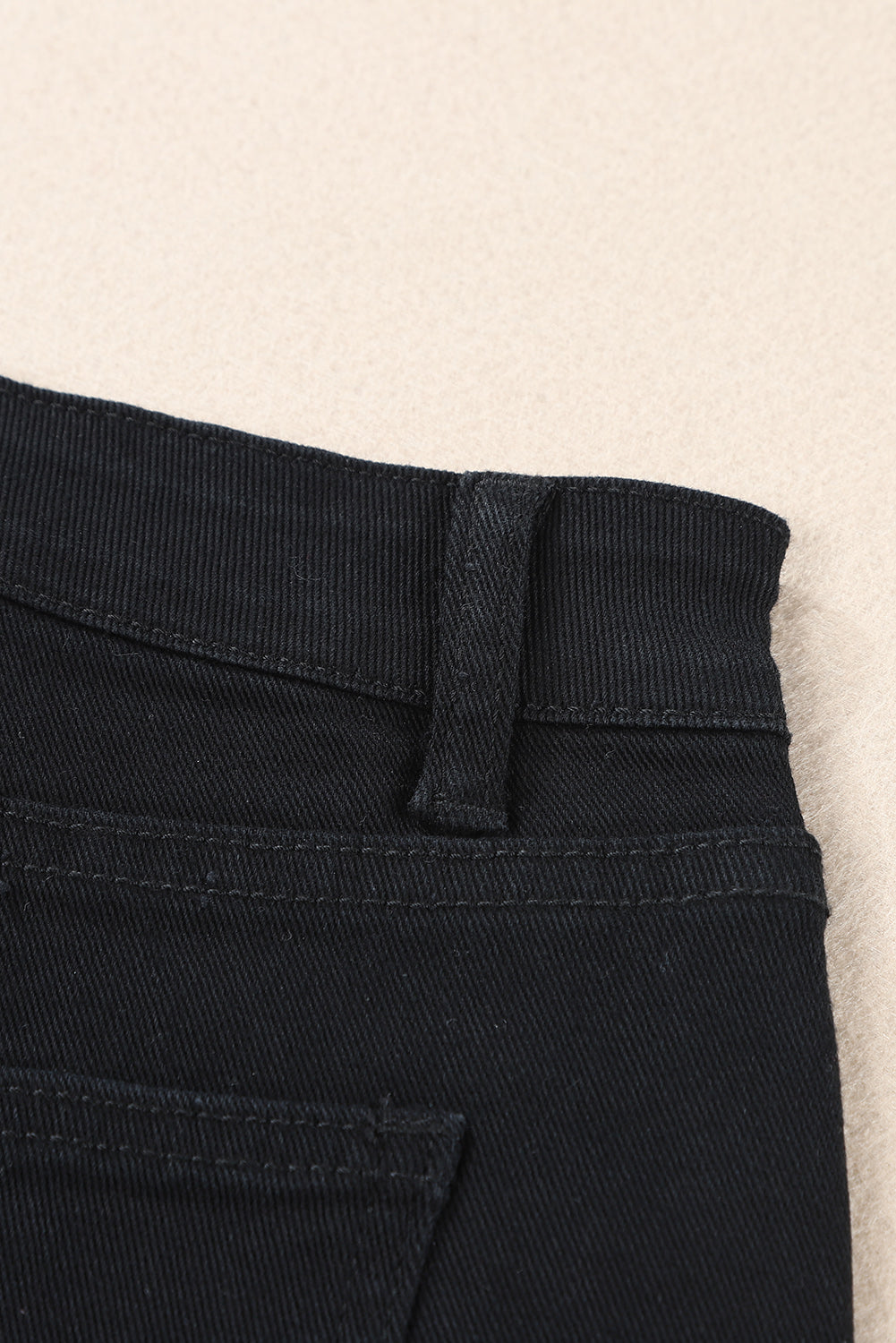Black Asymmetrical Ripped Denim Shorts