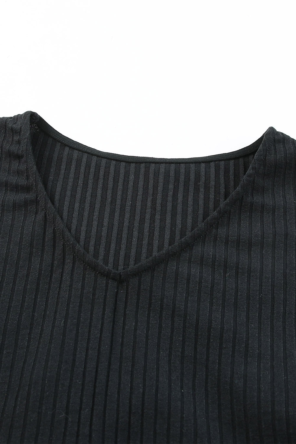 Black Plus Size Ribbed Knit Puff Sleeve Bodysuit