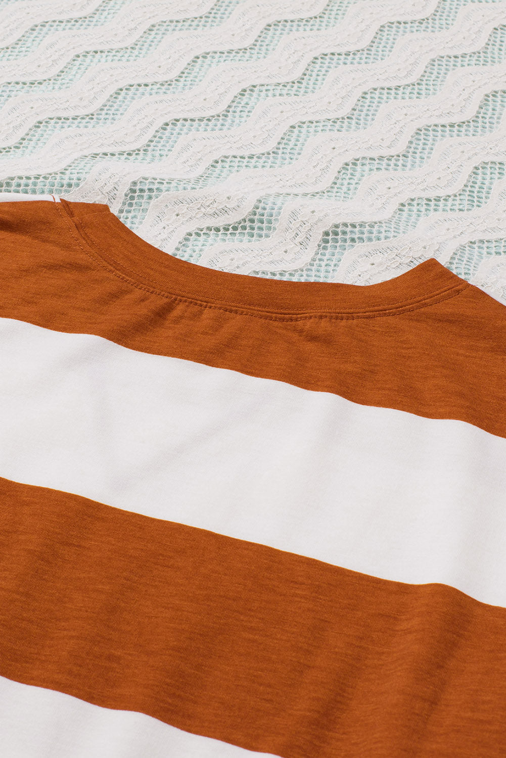 Brown Striped Drop Shoulder Pullover Sweatshirt