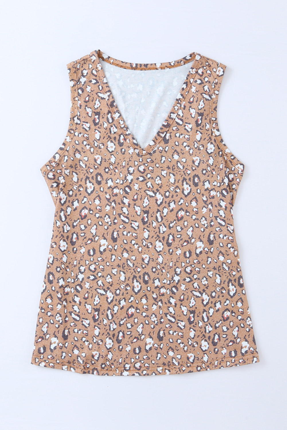 White Leopard  V Neck Tank Top