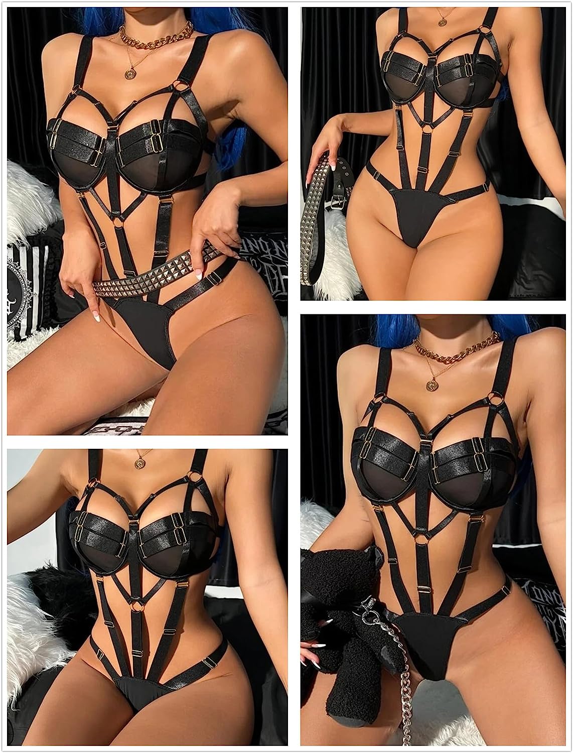 Avidlove Bondaged Lingerie Set Underwired Push Up Teddy Lingerie One Piece Babydoll