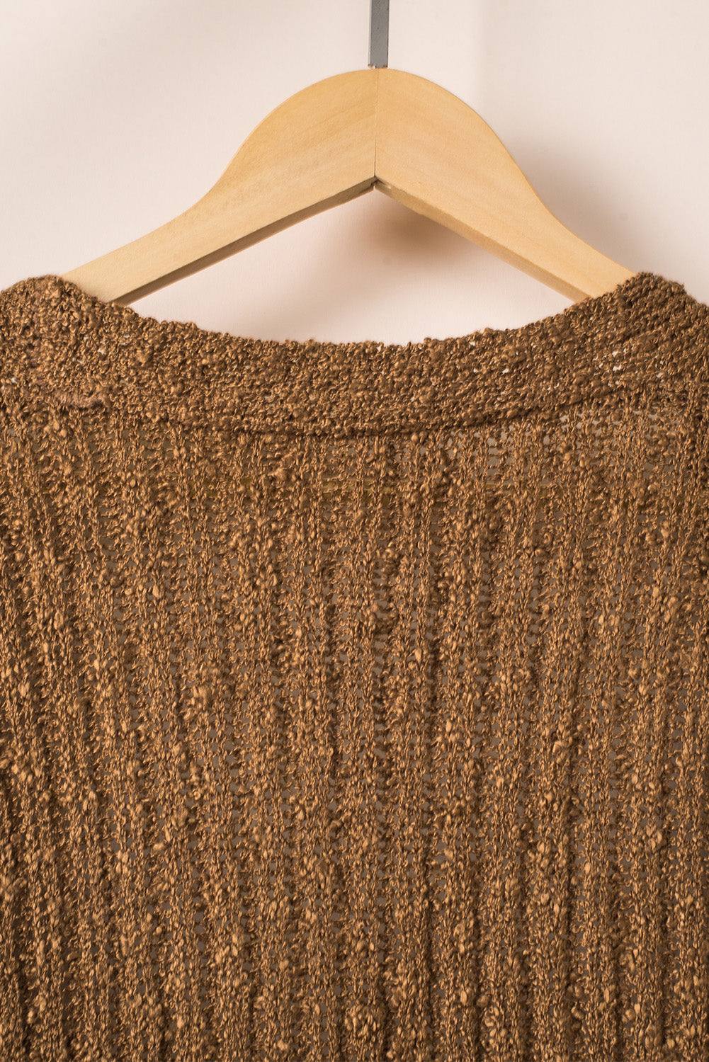 Brown Open Front Drop Shoulder Knitted Cardigan