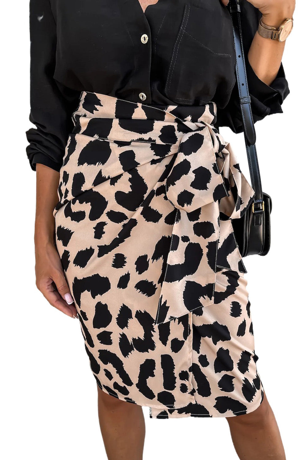 Leopard High Waist Leopard Skirt with Tie