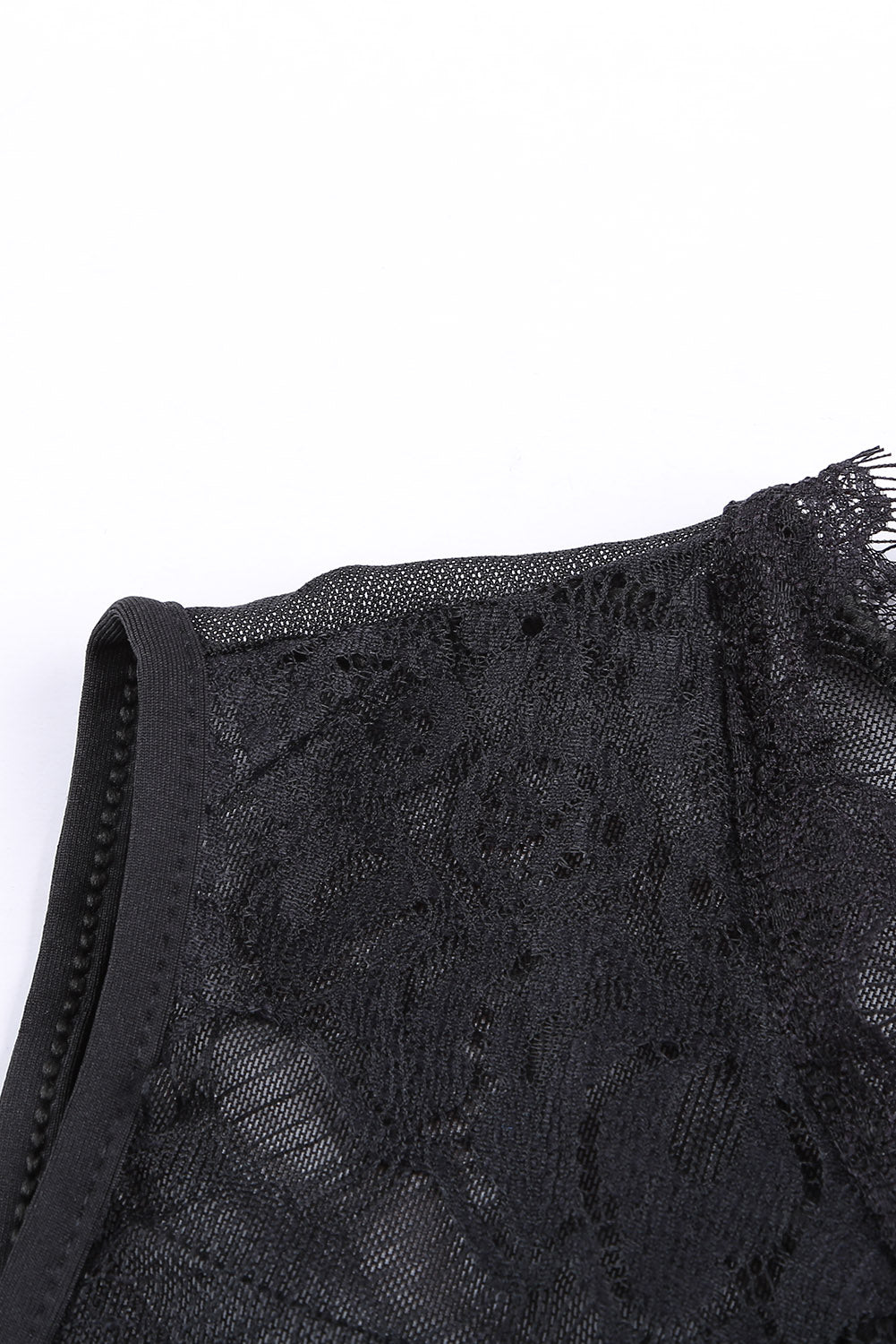 Black Lace High Neck Cut Out Back Bodysuit