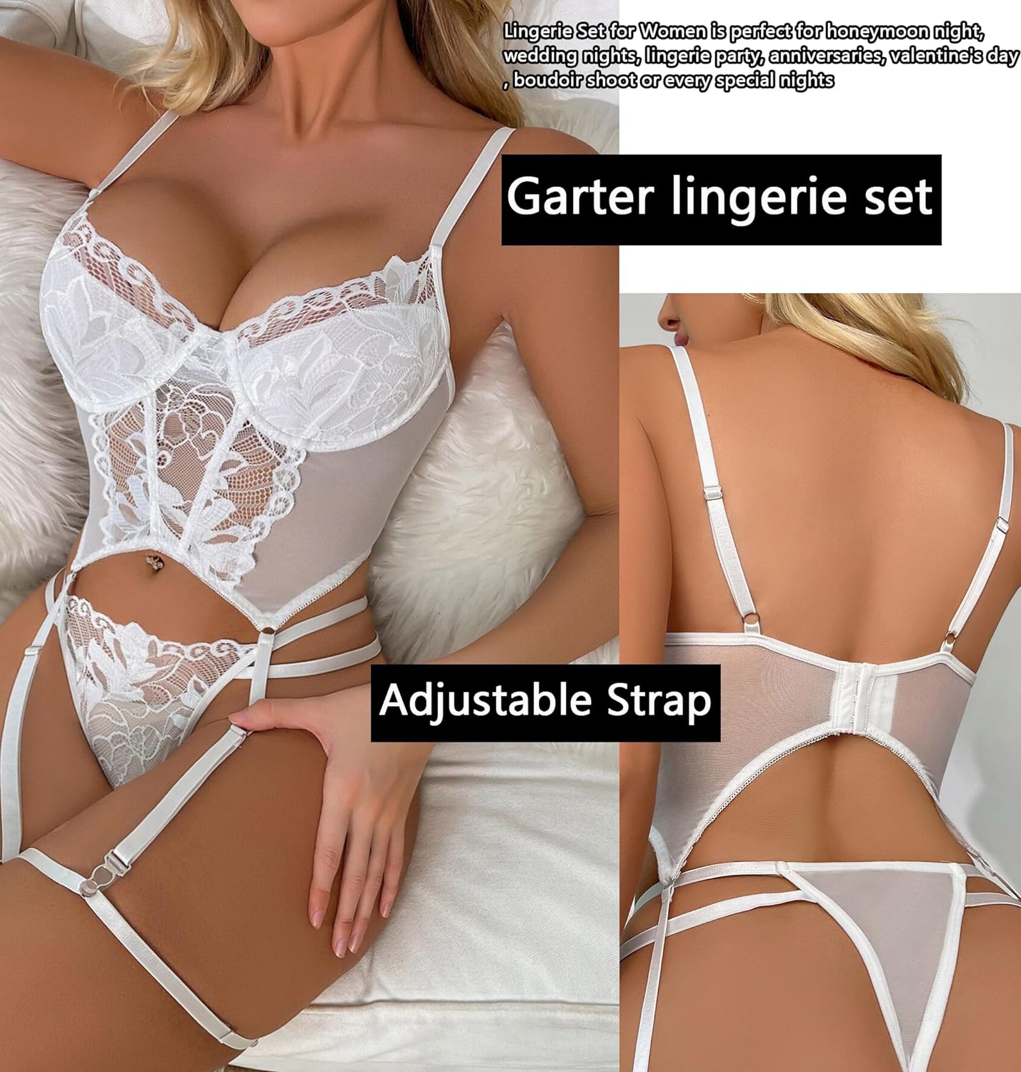 Avidlove Lingeries Garter Set Lace Lingerie With Underwire 2 Piece Push Up Lingerie Sets Corset Tops