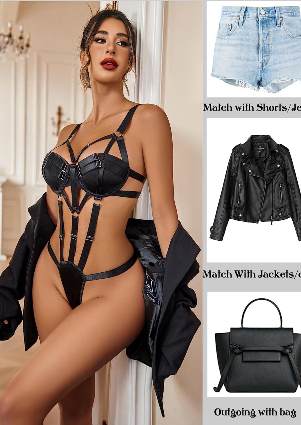 Avidlove Bondaged Lingerie Set Underwired Push Up Teddy Lingerie One Piece Babydoll