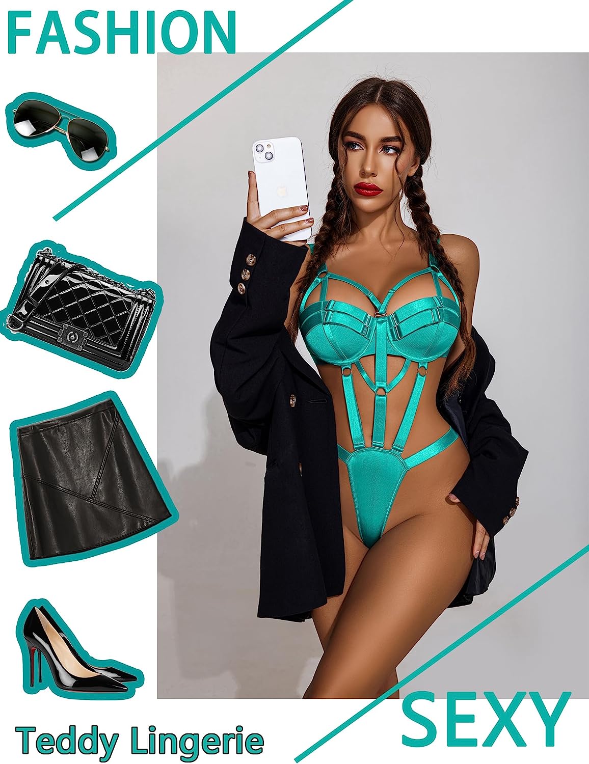 Avidlove Bondaged Lingerie Set Underwired Push Up Teddy Lingerie One Piece Babydoll