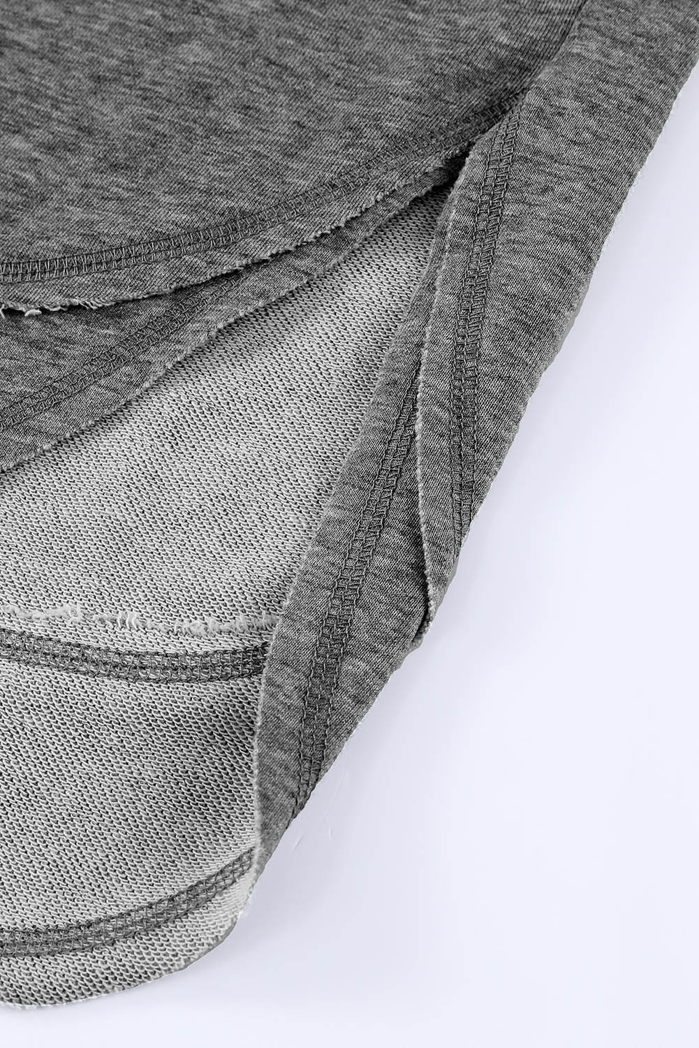 Gray Irregular Side Slit Pullover Sweatshirt
