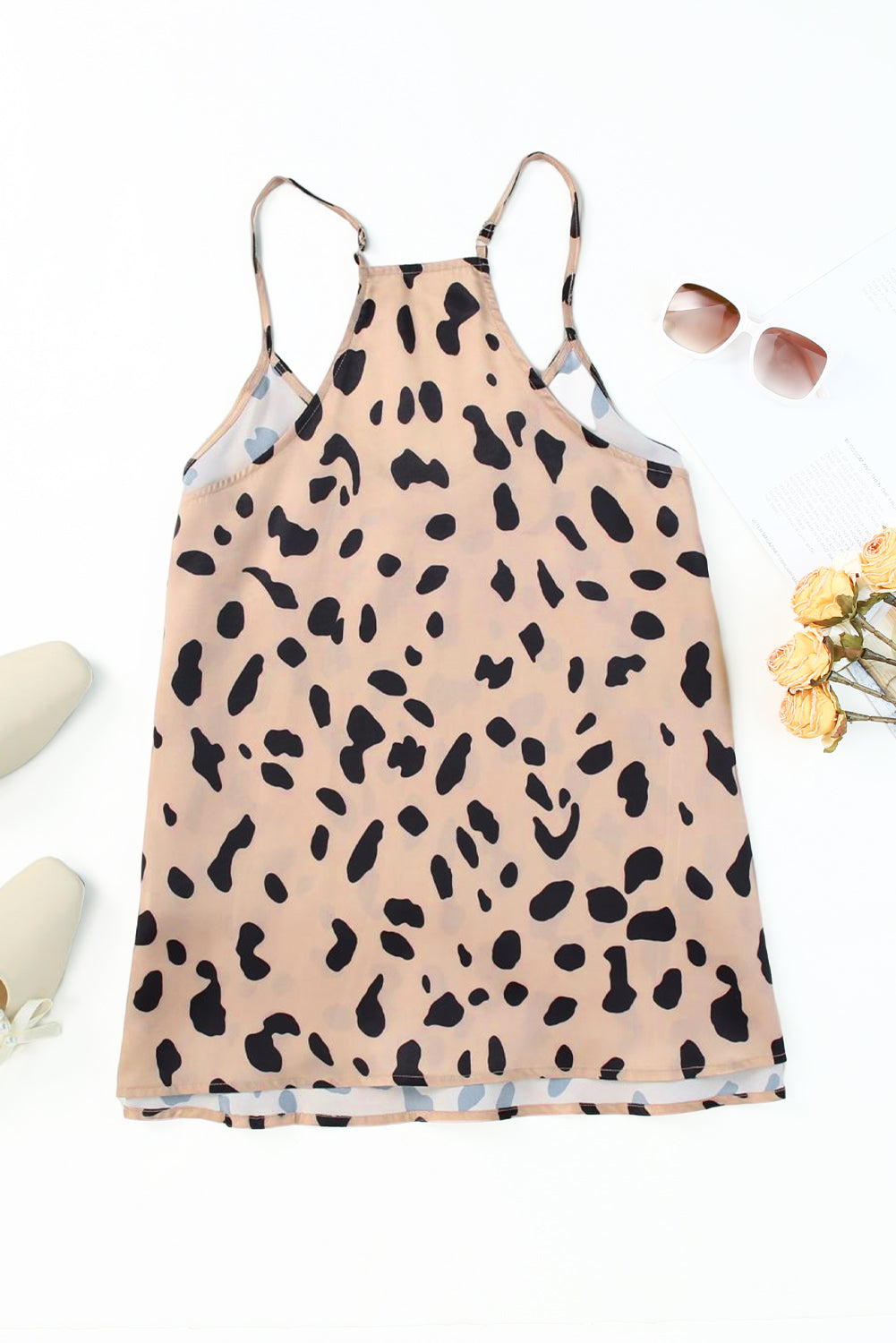 Leopard V Neck Babydoll Tank Top