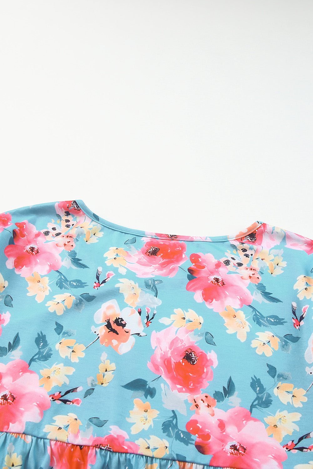 Sky Blue Boho Print Sleeveless High Waist Long Floral Dress